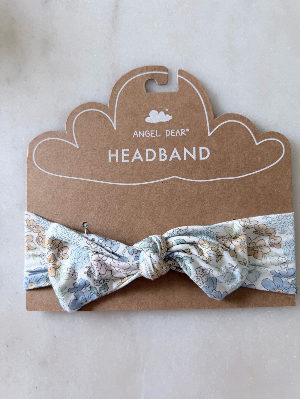 Angel Dear Pastel Floral Knot Headband in Blue, Cream, Tan & Green